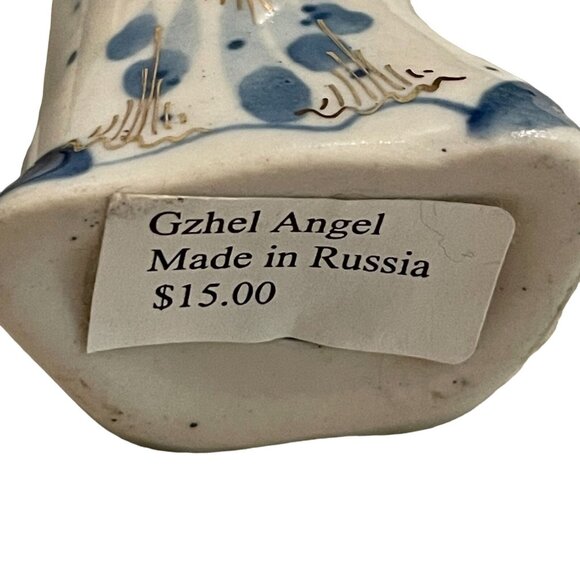 Vintage Gzhel Blue White Goldtone Angel Porcelain Made In Russia Tags NOS - Picture 5 of 5